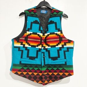 Pendleton Vintage Blue Aztec Print Vest Size 42
